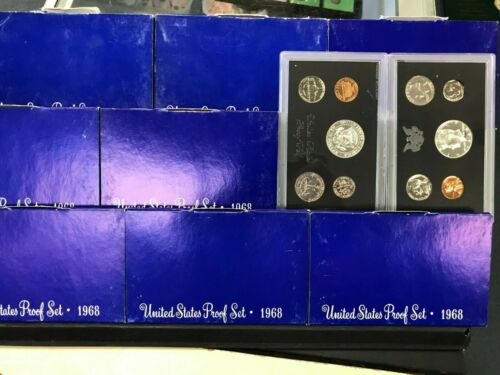 8 Satz Lot 1968 USA Proof Sets mit Silber