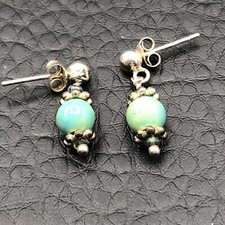 Handmade 925 Sterling Silver Earrings Aqua Bl...