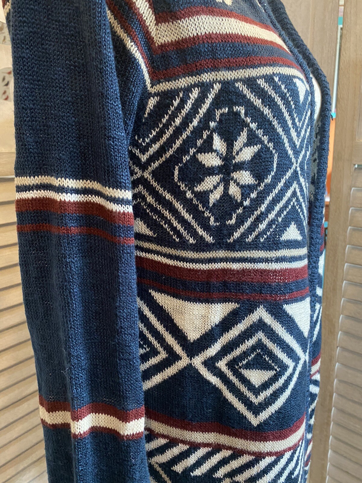 lovemarks Size Large Long open front sweater Trib… - image 4