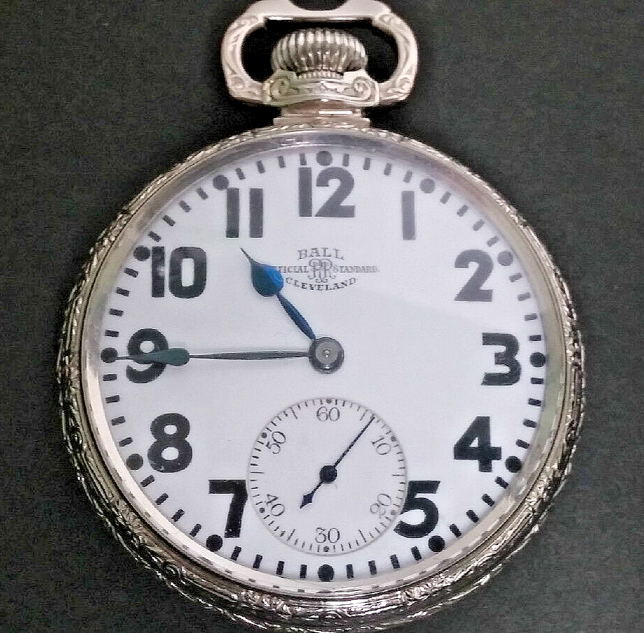 Ball Railroad Cleveland 23 Jewel, 16S Pocket Watch, 14K white gold