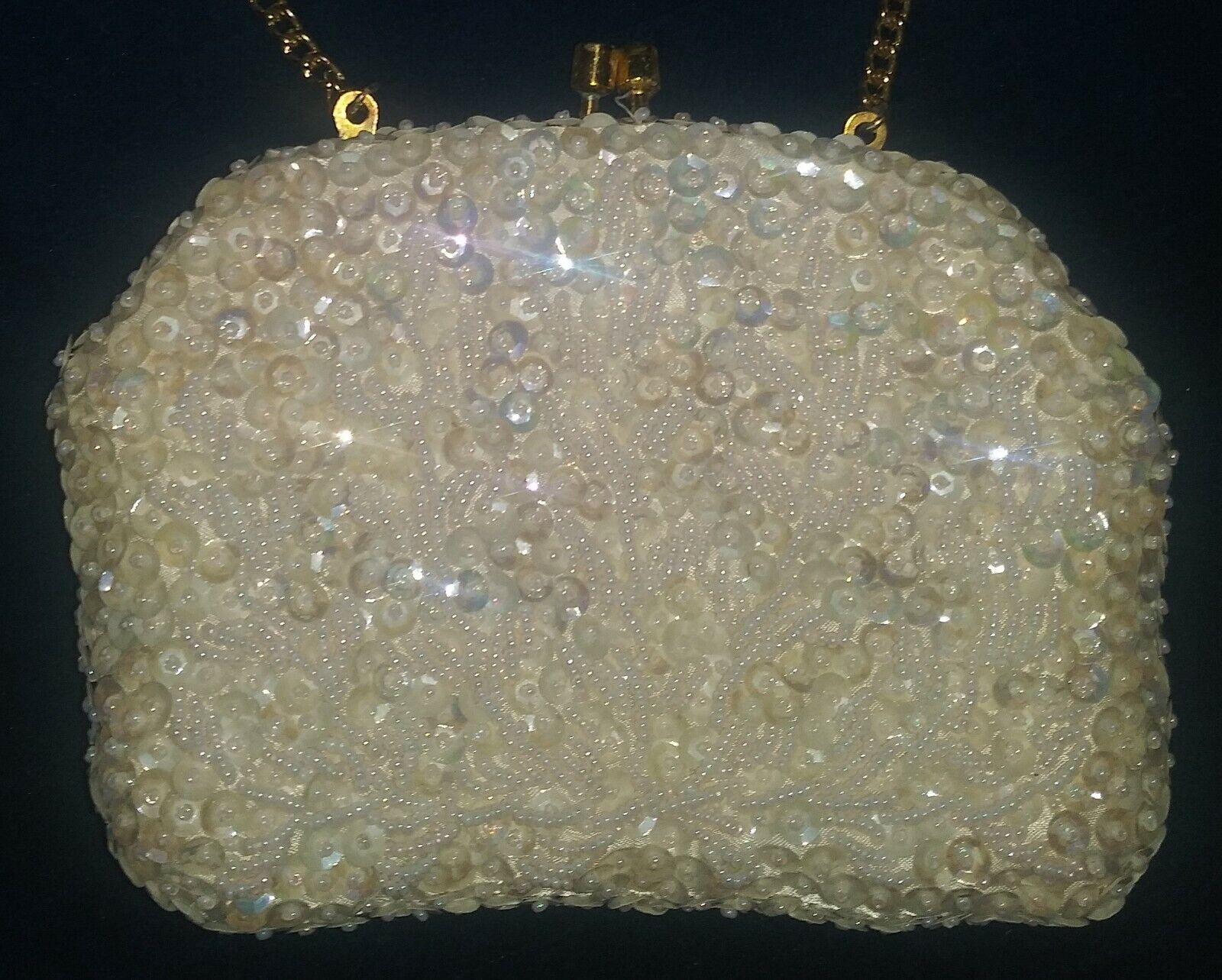 Vintage Sequined Beaded Purse Handbag - image 5