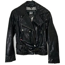 New Belstaff Lizard Black Leather Jacket - Size It 40