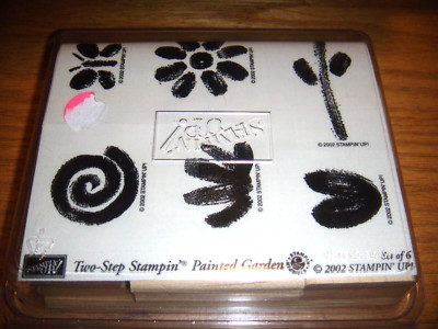 NEW  STAMPIN-UP 2 STEP PAINTED GARDEN UNMOUNTED  SET OF 6 WOOD STAMP