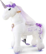 PonyCycle Premium Purple White Ride-On Unicorn, Age 4-9