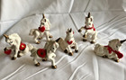 Vintage Flambro 1960's Porcelain Set Of 6 Unicorn Valentine Figurines