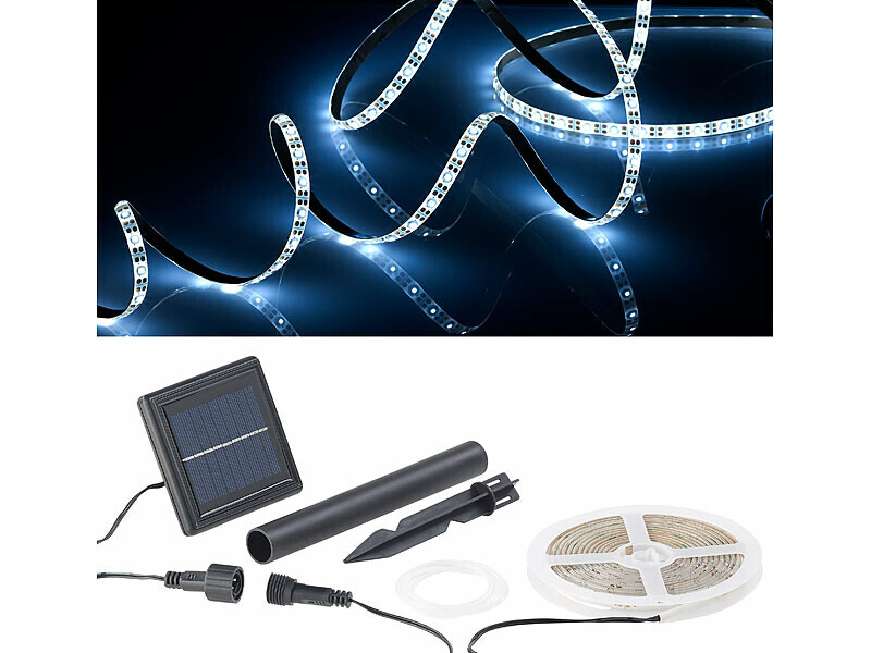 Bande à LED solaire étanche 3m éclairage automatique blanc lumière du jour autonome