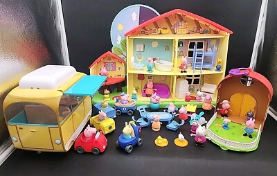 Peppa Pig Playtime To Bedtime House Sounds-Lights Playset Works Plus Camper 