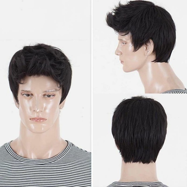 Handsome Boys Wig Fashion Short Men Natural Black Hair Cosplay