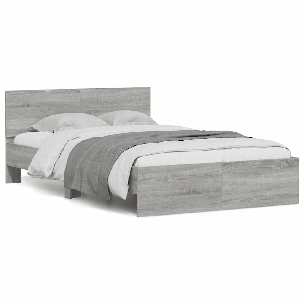 Marco Cama Con Cabecero Y LED Gris Sonoma 135x190 CM Double
