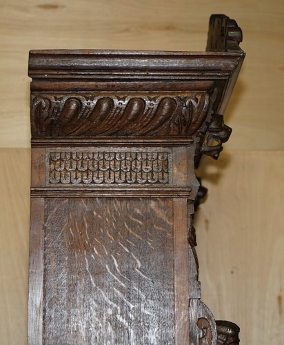 PAIR OF ANTIQUE VICTORIAN 1880 CONTINENTAL JACOBEAN GOTHIC REVIVAL BOOKCASES - Picture 12 of 24