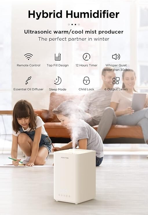 S For Large Room Home, 5l Warm And Cool Mist Top Fill