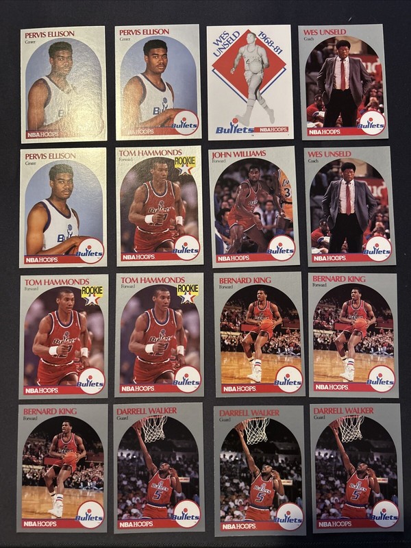 1990-91 NBA Hoops Washington Bullets Card Lot Fantastic Condition! Ships Free!
