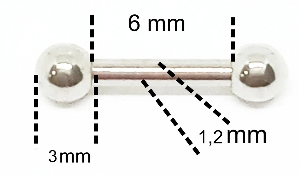Piercing sopracciglia barretta diritta in acciaio bilancino banana sfere 3 mm da - Immagine 3 di 4