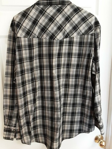 Men's Plains Western Wear L/S Black Plaid Western Shirt W/Pearl Snaps Size XL - Picture 4 of 4