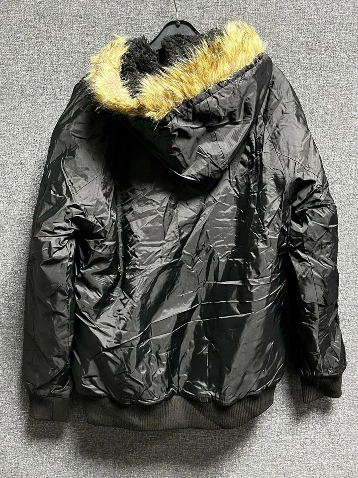 Chaqueta de bombardero D-Struct Staly grande negra con capucha TD112 FF 08 Foto 3 de 3