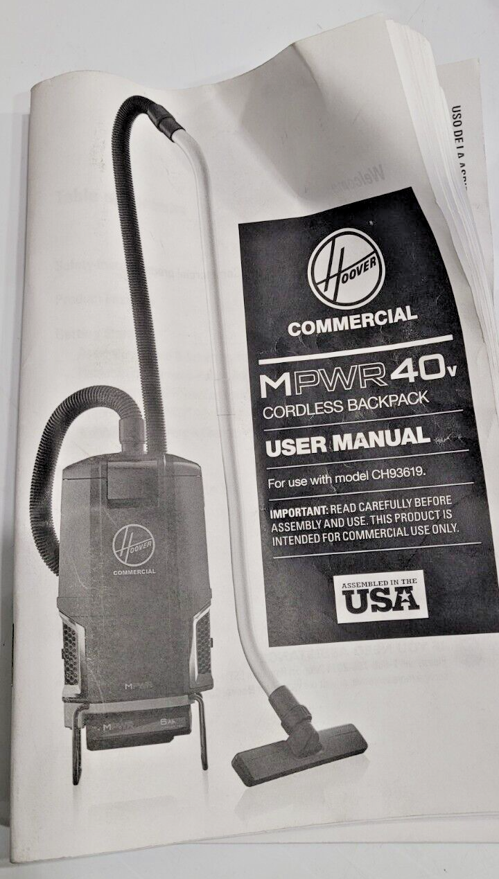 Hoover Commercial Cordless Backpack Vacuum Black/Orange (CH93619), NO BOX! eBay