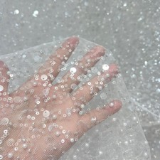 Sequin Mesh Lace Beaded Fabric Shiny Glitter for Wedding Dress Background