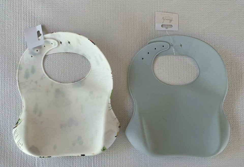 Baberos de silicona para bebé “criados en granja” conjunto de 2 animales impermeables babero bolsillo niño pequeño Foto 3 de 4