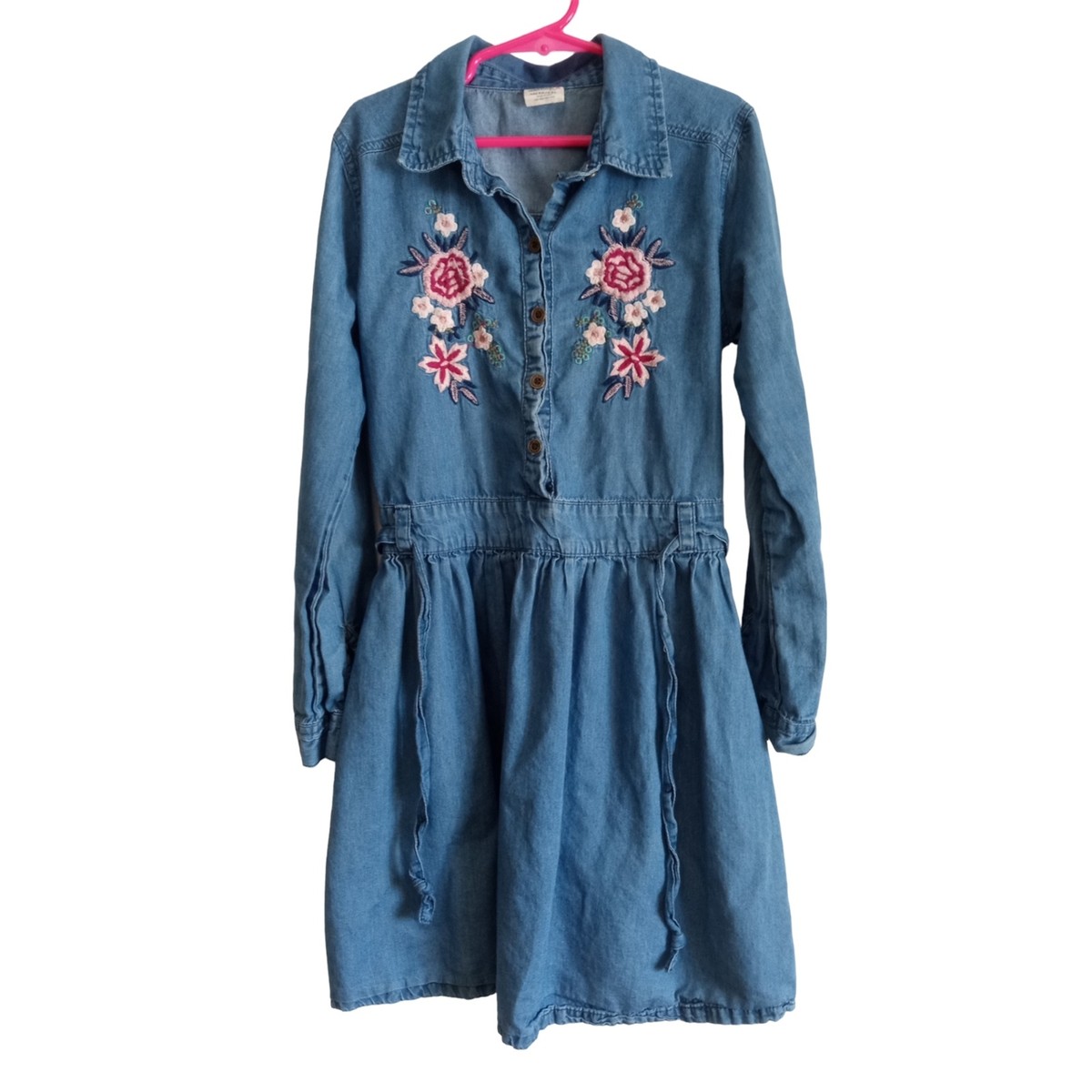 Wallflower girls floral embroidered denim dress | eBay