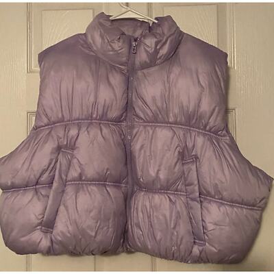 Divided purple crop puffer vest