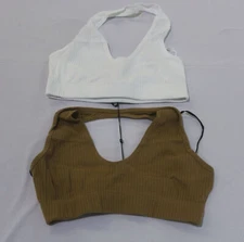 Missguided Women's 2 Pack Micro Halter Bralet LV5 White/Brown Size US:6 NWT