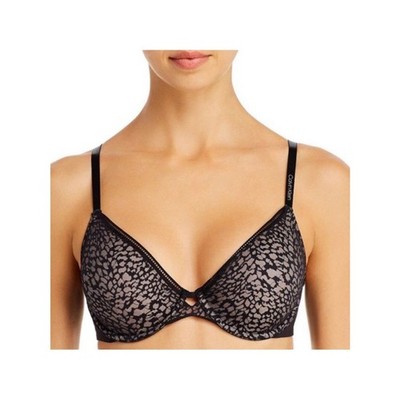 Calvin Klein Seductive Comfort Running Leopard Demi Bra Size 34A Black QF5390