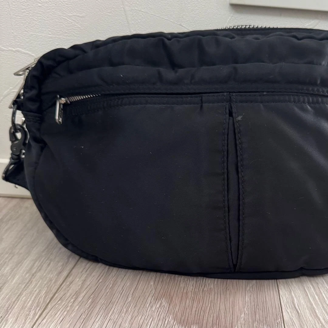 PORTER Yoshida TANKER Half Moon Shoulder Bag Black Nylon Orange Lining Japan