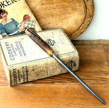 Vintage Butchers Sharpening Steel Stag Antler handle Cast Steel FREE UK POSTAGE