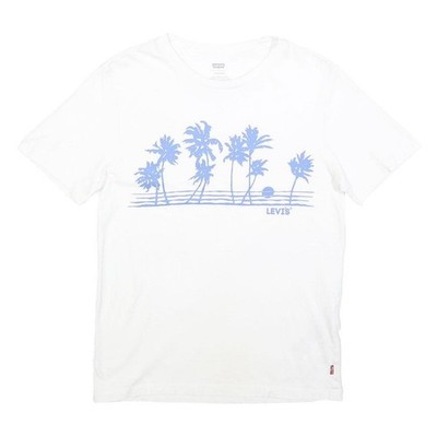 Levi's Damen T-Shirt weiß XS Kurzarm Rundhals Palme Grafik