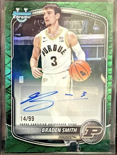 2025-26 Bowman Chrome Basketball Green Refractor Autograph Braden Smith /99