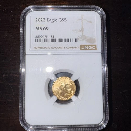 2022 American Gold 5$ Eagle 1/10 Oz Gold Coin NGC GRADED Brown Label