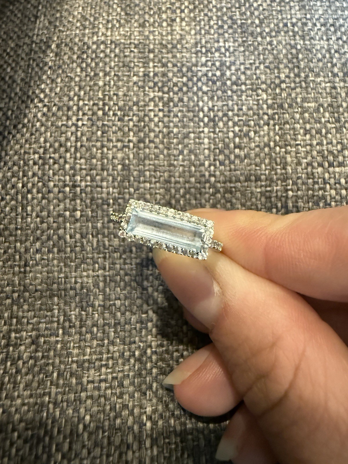 Blue Topaz Baguette Rectangular Horizontal Stone … - image 1