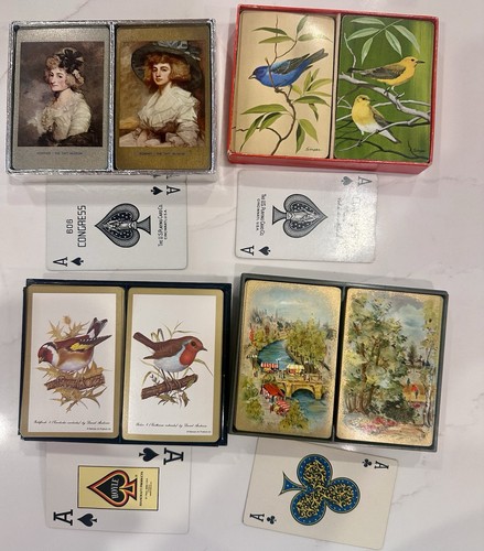8x, Vintage Spielkarten Decks, Vögel, Hamilton, Kongress, Hallmark, Hoyle