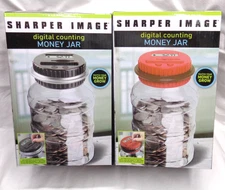 Lot/2 SHARPER IMAGE Digital Counting MONEY JAR 1520033 1520040 ~ Brand New!