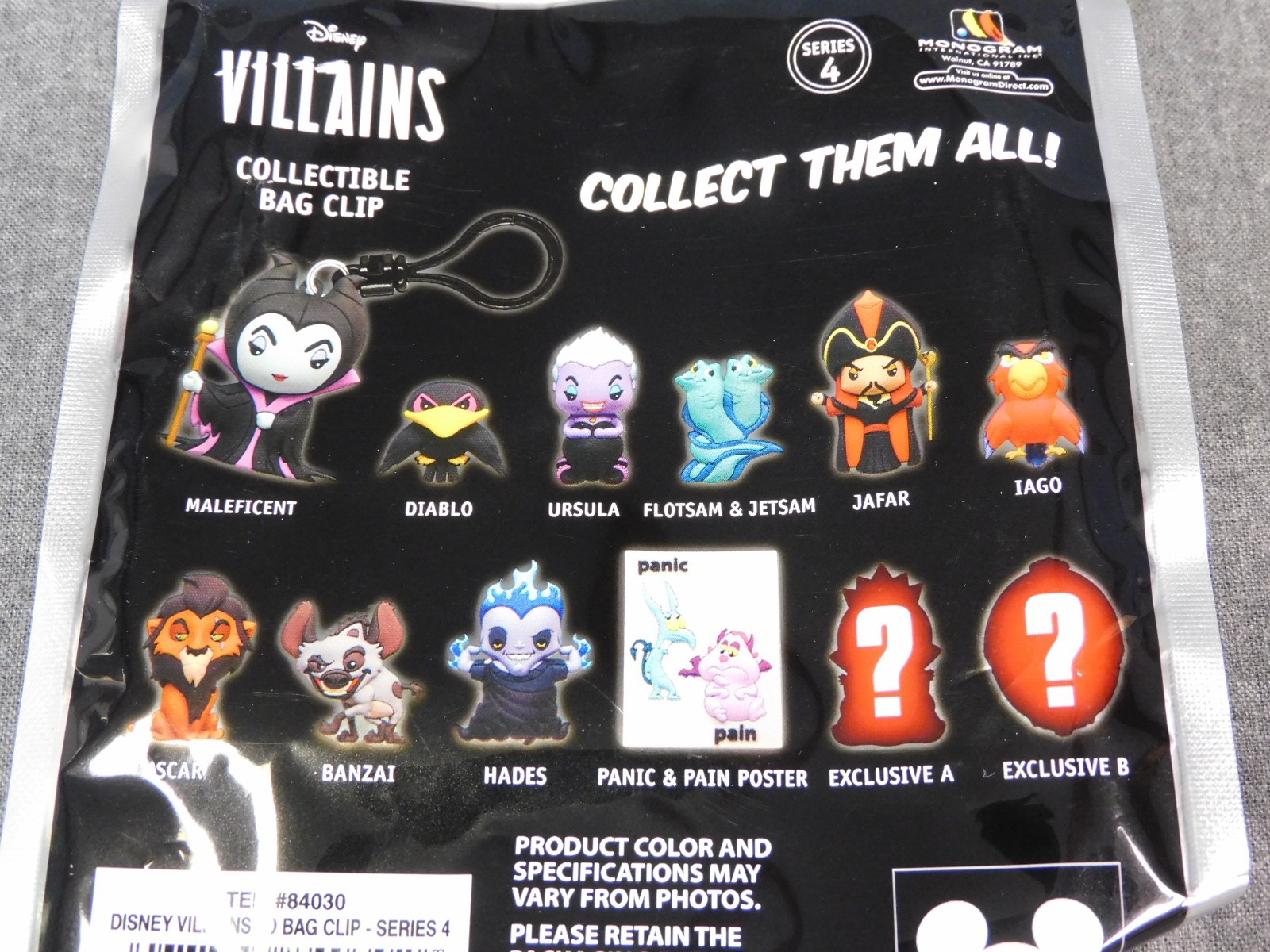 Disney Villains NEW * Banzai Clip * Blind Bag Series 4 Key Chain Monogram