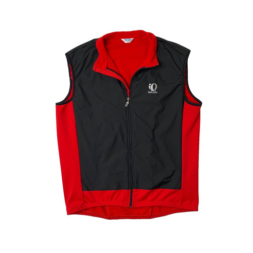 Vintage Pearl Izumi Cycling Vest Mens XL Red Black Fleece Full Zip Made USA
