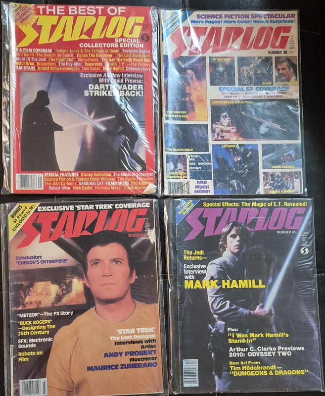 Starlog Lot of 4 Magazines 1980s STAR WARS STAR TREK- Sealed for decades 