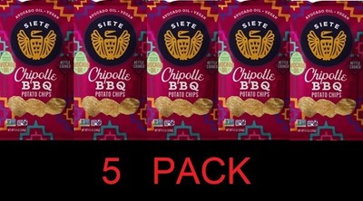 Siete Kettle Cooked Potato Chips Chipotle BBQ Avocado Oil  5.5 oz Bag - 5 PACK