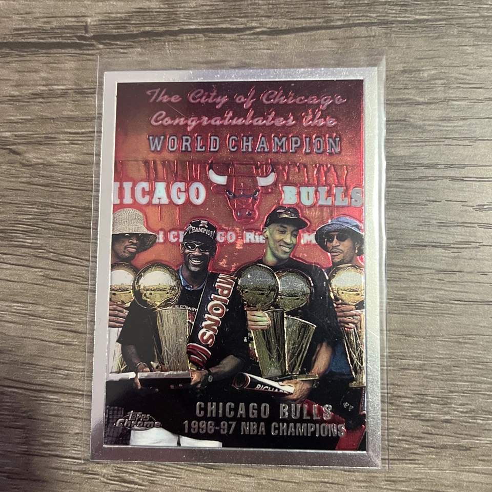 Michael Jordan 1998 Topps Chrome Chicago Bulls 1998 NBA Champions #51 lista de verificación Foto 2 de 3