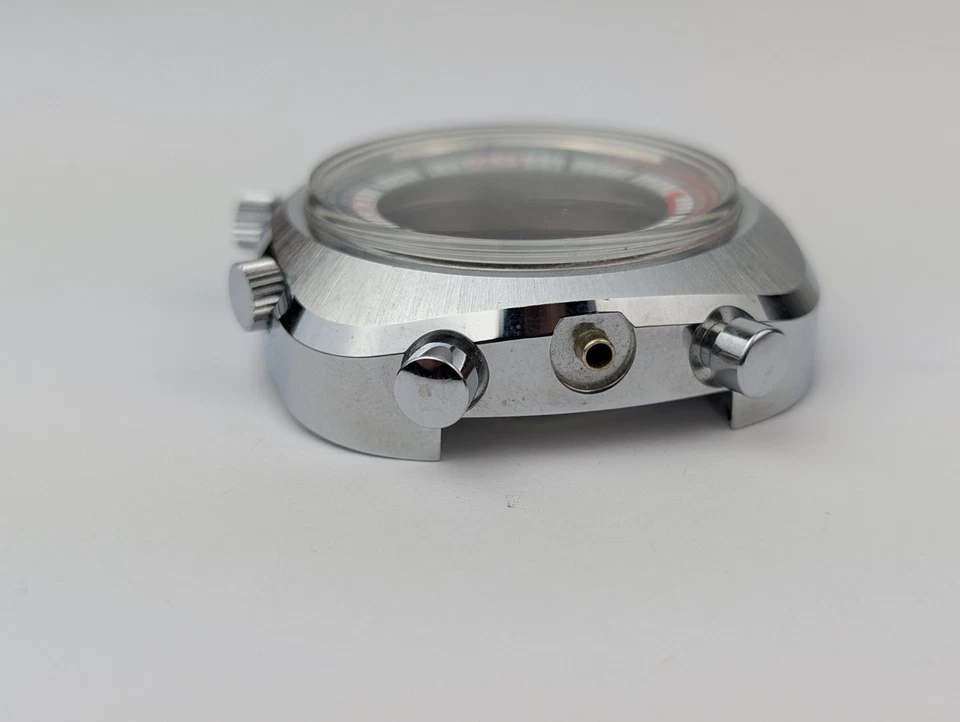 De colección Nuevo de Lote Antiguo Sorna World Time Bullhead Swiss 45mm SOLO CAJA DE RELOJ Piezas Reparación Foto 4 de 4