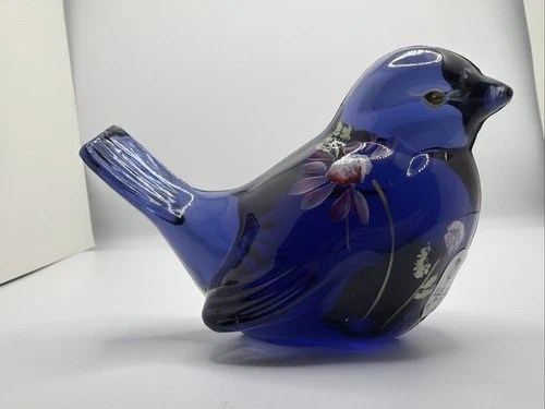 Fenton Bird Lauderman Violet Blue Flowers Rare Gift  K1