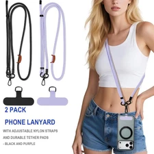 Cell Phone Lanyard, 2 Pcs Adjustable Crossbody Neck Strap With 2 Pc Tether Tabs