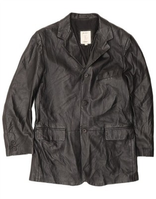 Conbipel Herren Ledermantel IT 46 Small Schwarz Leder FA01