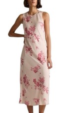 Quince Women Washable Stretch Silk Tank Midi Dress Bouquet Symphony Size XL NWT