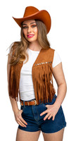 Damen Kunstwildleder Weste Erwachsene Cowgirl Cowboy Hippie Fancy Dress
