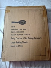 Betty Crocker 3-Tier Baking Rack with 3 Large Baking Sheets Kitchen Accessories 