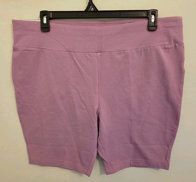 Terra & Sky Women's 2X High Rise Stretch Bike Shorts LILAC ROSE Purple #10726