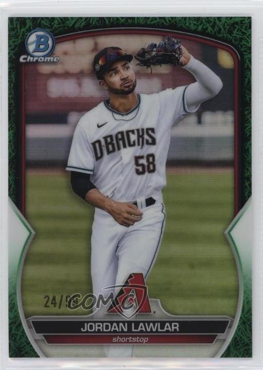 2023 Bowman Chrome Prospects Green Grass Refractor 24/99 Jordan Lawlar 0y2q