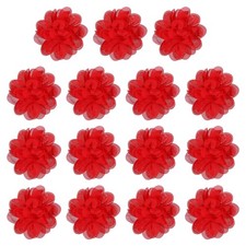 Applique in tessuto da cucire fiori chiffon per artigianato confezione da 4 pollici e 15 e rosso brillante