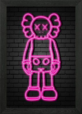 neon kaws gerahmtes Wandbild Poster Leinwanddruck Bild
